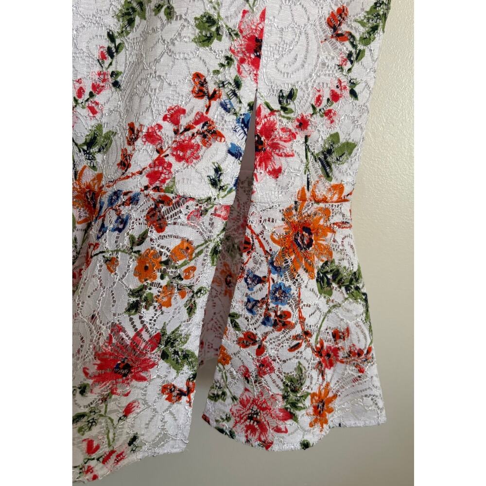 Guess White Pink Floral Lace Bodycon Trumpet Knee-Length Dress 0 - Picture 4 of 8